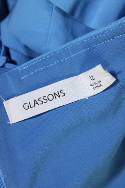 Glassons Womens Sleeveless Zip Up Strapless Blouse Top Blue Size 12