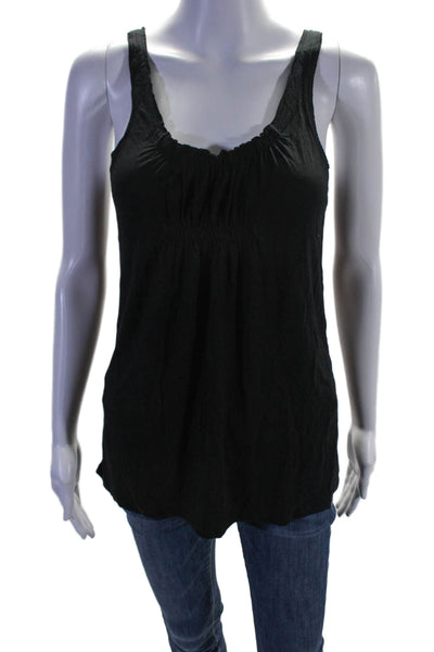 Vince Womens Sleeveless Textured elastic Neckline Flowy Casual Tank Black Size S