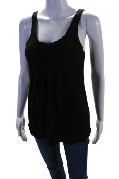 Vince Womens Sleeveless Textured elastic Neckline Flowy Casual Tank Black Size S