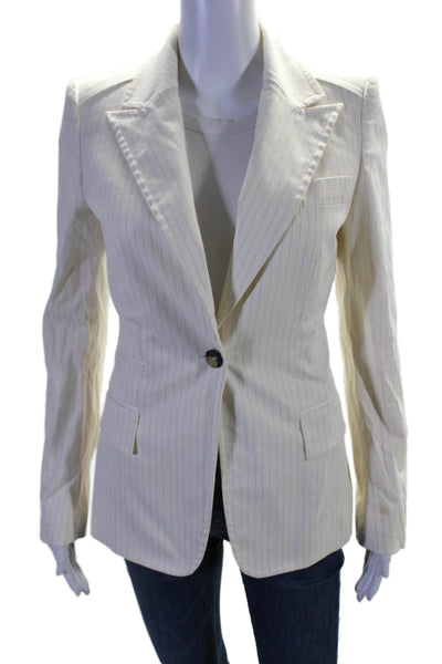 Gucci Womens Cotton Button Collar Long Sleeve Stripped Blazer White Size EUR 40