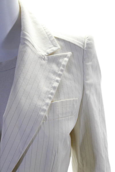 Gucci Womens Cotton Button Collar Long Sleeve Stripped Blazer White Size EUR 40