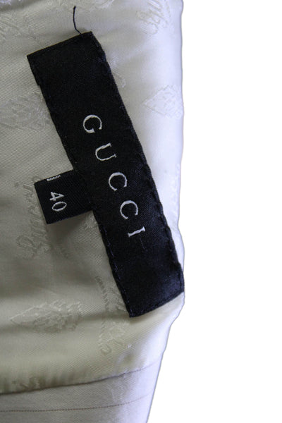 Gucci Womens Cotton Button Collar Long Sleeve Stripped Blazer White Size EUR 40