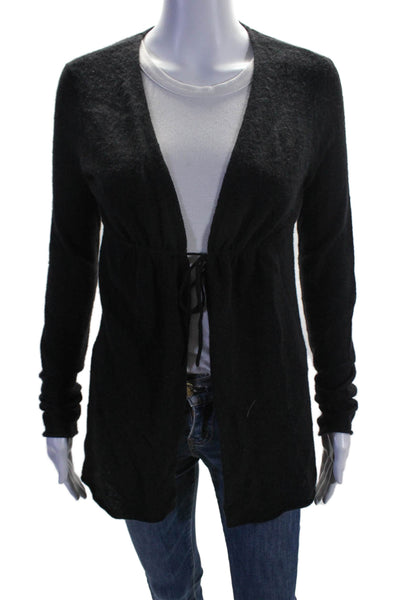 Vince Womens Cashmere Open Front Knitted Rib Basic Cardigan Black Size S