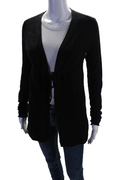 Vince Womens Cashmere Open Front Knitted Rib Basic Cardigan Black Size S