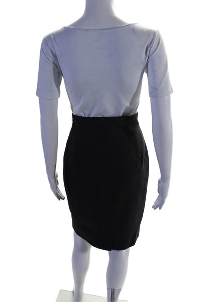 Ralph Lauren Womens Textured Pleated Lined Zip Midi Pencil Skirt Black Size 6