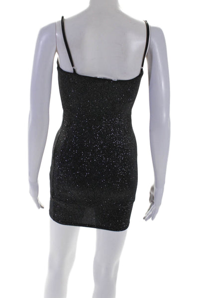 Lucy In The Sky Womens Spaghetti Strap Glitter Knit Sexy Dress Black Size XS