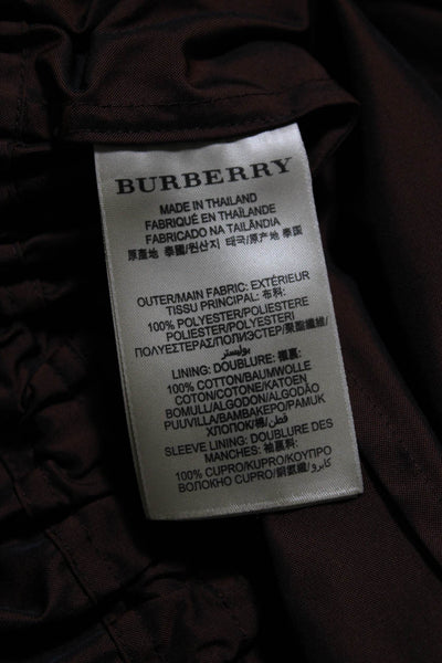 Burberry Brit Womens Ruffled Drawstring Ruched Pocketed Jacket Brown Size 10