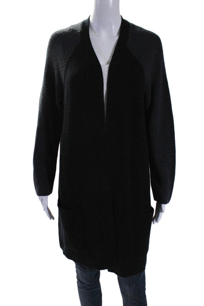 Eileen Fisher Women's Long Sleeves Open Front Cardigan Sweater Black Size L