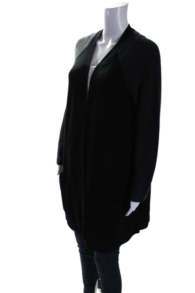 Eileen Fisher Women's Long Sleeves Open Front Cardigan Sweater Black Size L