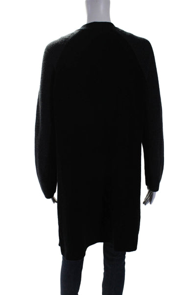 Eileen Fisher Women's Long Sleeves Open Front Cardigan Sweater Black Size L