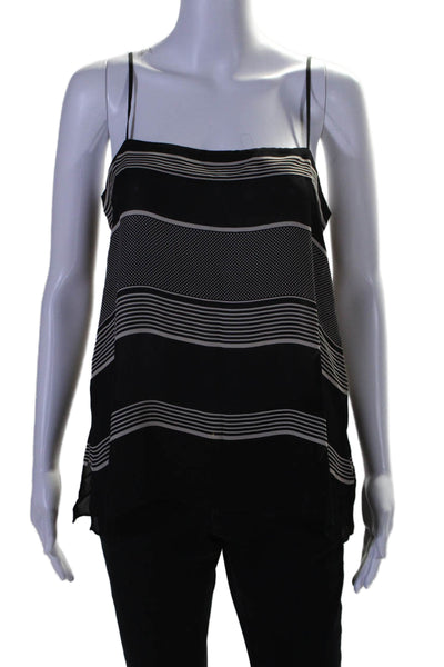 Vince Womens Silk Striped Spaghetti Strap Tank Top Black Beige Size Small