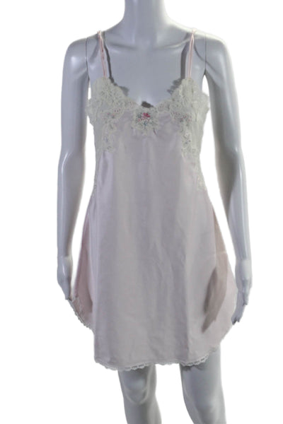 Gray Saks Fifth Avenue Womens Floral Beaded Lace Night Gown and Robe Pink Size S