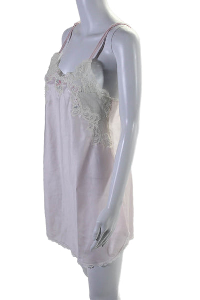 Gray Saks Fifth Avenue Womens Floral Beaded Lace Night Gown and Robe Pink Size S