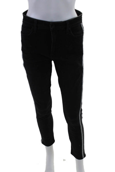 Flawless Womens Cotton High Rise Skinny Ankle Sparkly Jeans Black Size EUR 26