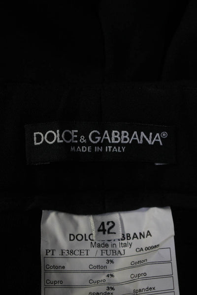 Dolce & Gabbana Womens Creased Straight Leg Dress Pants Black Cotton Size EUR 42