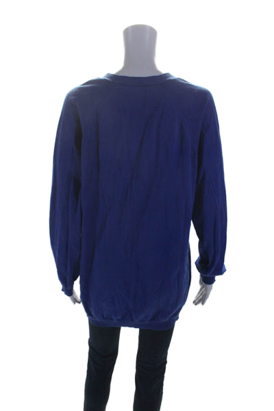 See by Chloe Womens Long Sleeves Pullover V Neck Sweater Blue Cotton Size 10