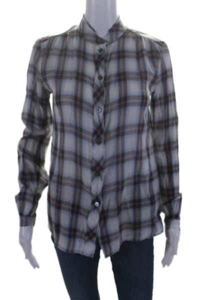 Marc Jacobs Womens Plaid Button Down Long Sleeves Shirt Multi Colored Cotton Siz