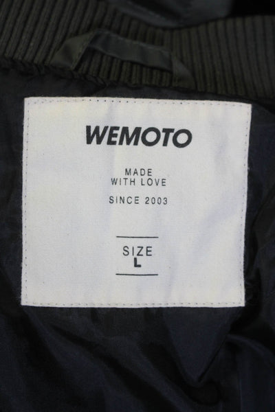 Wemoto Mens Quilted Texture Full Zipper Bomber Jacket Olive Green Size Large