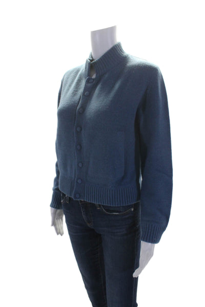 Carolyn Rowan Womens Blue Bedazzled Back Collar Button Front Sweater Top Size S