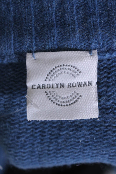 Carolyn Rowan Womens Blue Bedazzled Back Collar Button Front Sweater Top Size S