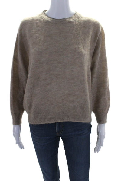 Brunello Cucinelli Womens Brown Wool Blend Crew Neck Wingbat Sweater Top SizeXXS