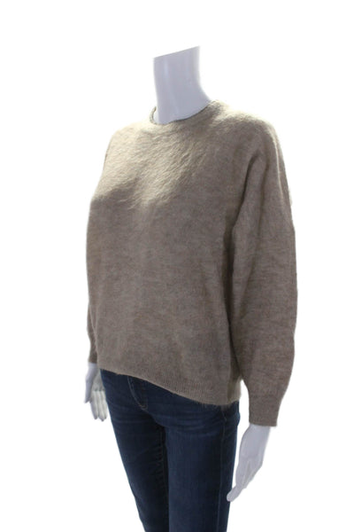 Brunello Cucinelli Womens Brown Wool Blend Crew Neck Wingbat Sweater Top SizeXXS