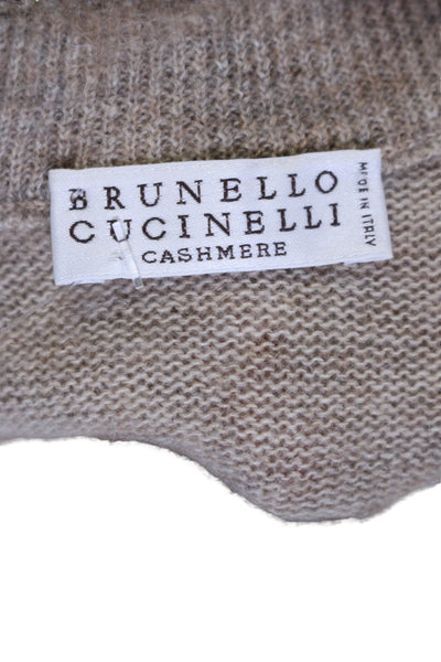 Brunello Cucinelli Womens Brown Wool Blend Crew Neck Wingbat Sweater Top SizeXXS