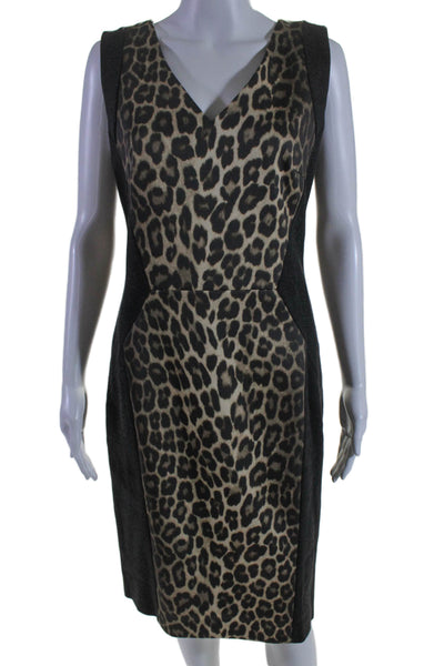 Laurel Womens Animal Print V Neck Sleeveless Dress Multi Colored Size 8