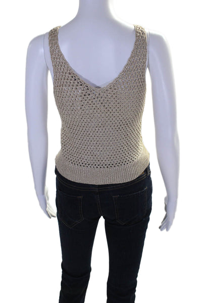 Hansen & Gretel Women's Scoop Neck Sleeveless Open Knit Tank Top Gold Size S