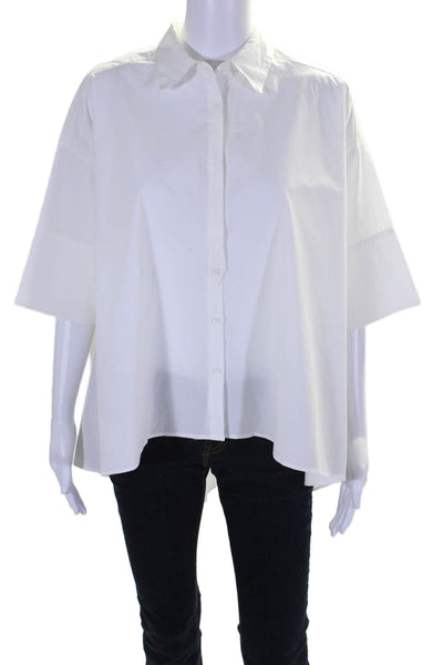 Gerard Darel Women's Collared Short Sleeve Button Down Shirt White Size 34