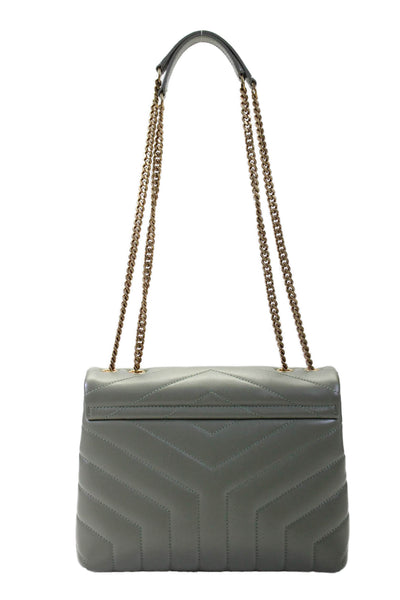 Yves Saint Laurent Womens Sage Green Leather Quilted Toy Loulou Shoulder Handbag