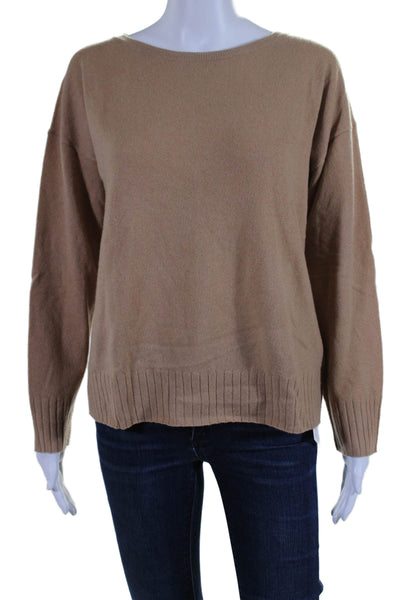 Nili Lotan Womens Long Sleeve Scoop Neck Oversized Cashmere Sweater Brown XS