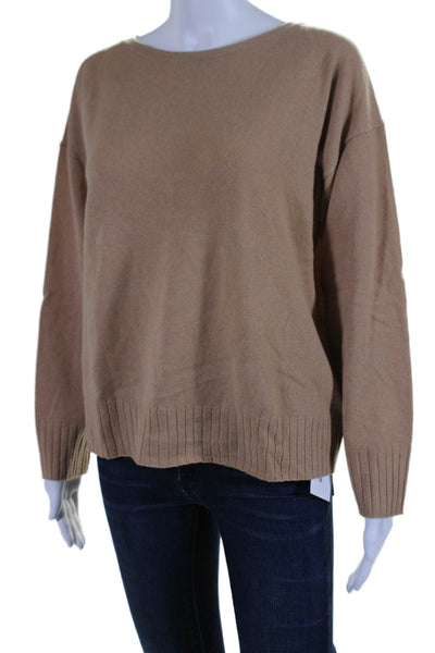 Nili Lotan Womens Long Sleeve Scoop Neck Oversized Cashmere Sweater Brown XS