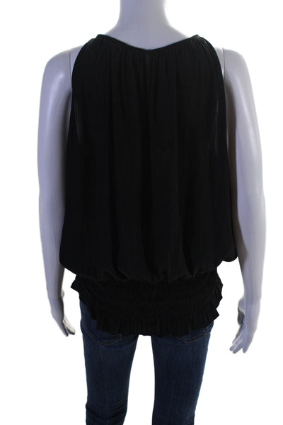 Ramy Brook Womens Sleeveless Smocked Halter Neck Blouse Black Size M