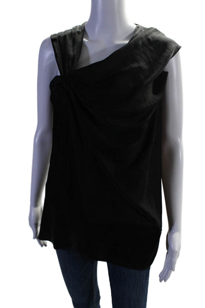 Helmut Lang Womens Sleeveless Asymmetric Neck Blouse Black Size L