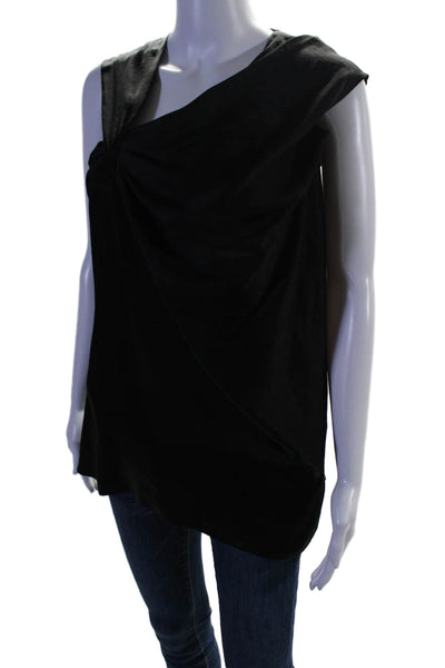 Helmut Lang Womens Sleeveless Asymmetric Neck Blouse Black Size L