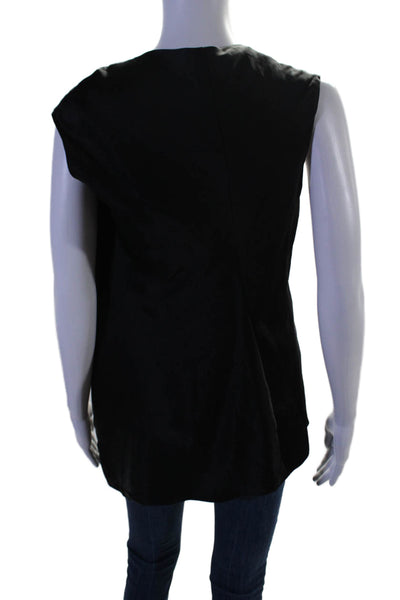 Helmut Lang Womens Sleeveless Asymmetric Neck Blouse Black Size L