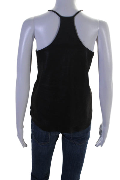 Drew Womens Vegan Leather Scoop Neck Sleeveless Blouse Black Size L