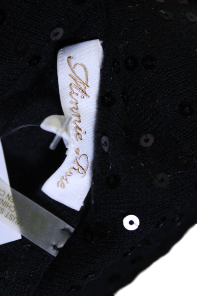 Minnie Rose Womens Cotton Sequin Cowl Neck Sleeveless Blouse Black Size L