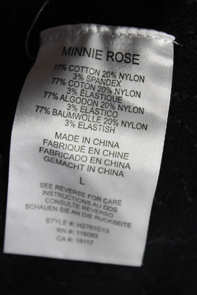 Minnie Rose Womens Cotton Sequin Cowl Neck Sleeveless Blouse Black Size L