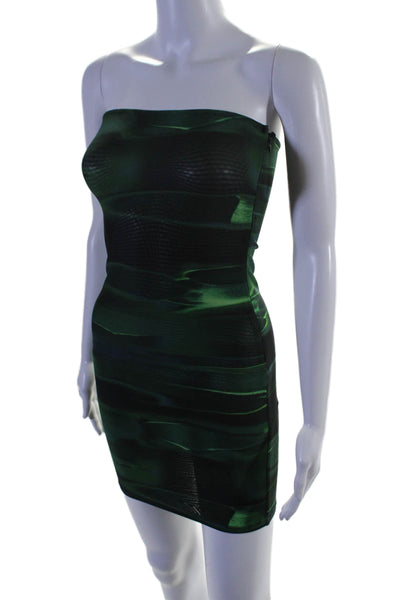 White Fox Womens Side Zip Strapless Mesh Mini Sexy Dress Green Size Extra Small