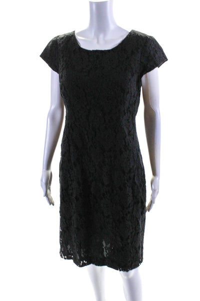 J Crew Womens Sleeveless Round Neck Lace Straight Fitted Dress Black Size 10