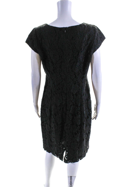 J Crew Womens Sleeveless Round Neck Lace Straight Fitted Dress Black Size 10