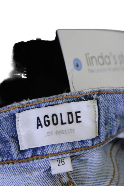 Agolde Womens Cotton Button Straight Leg Light Wash Denim jeans Blue Size EUR 26