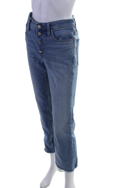 J Crew Womens Cotton Cropped Bootcut Fringe Bottom Light wash Jeans Blue Size 27