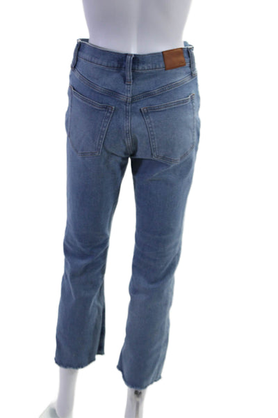 J Crew Womens Cotton Cropped Bootcut Fringe Bottom Light wash Jeans Blue Size 27
