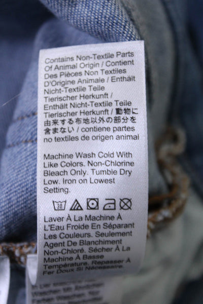 J Crew Womens Cotton Cropped Bootcut Fringe Bottom Light wash Jeans Blue Size 27