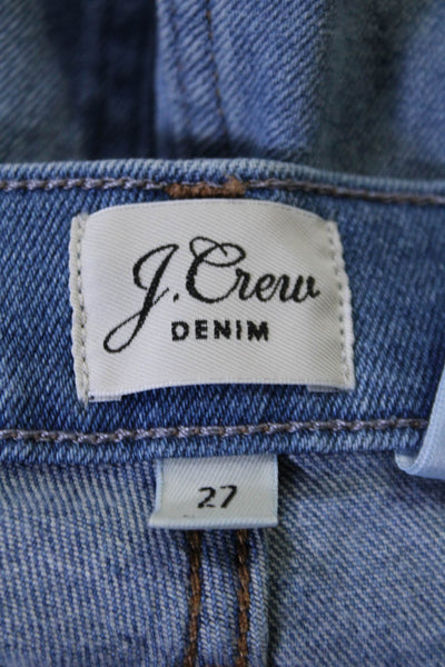 J Crew Womens Cotton Cropped Bootcut Fringe Bottom Light wash Jeans Blue Size 27