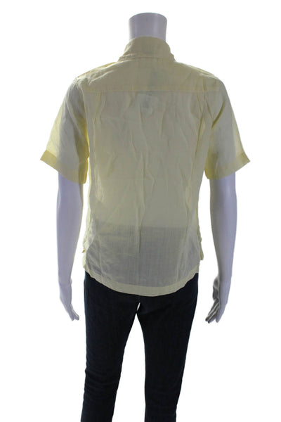 James Perse Womens Cotton Short Sleeve Sheer Button Down Top Yellow Size 0