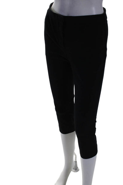 Theory Womens Cotton Mid Rise Straight Leg Cropped Pants Black Size 00